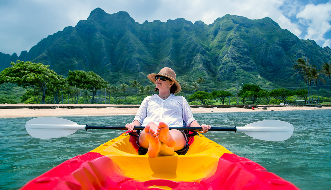 Woman Kayaking, Oahu, Hawaii