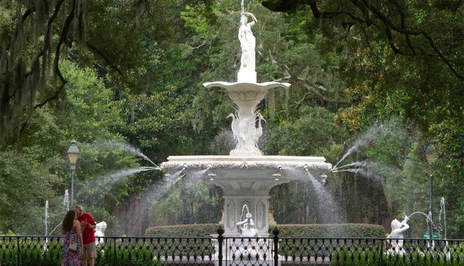 Forsyth fountain located in Forsyth Park in the historic district of Savannah, Georgia