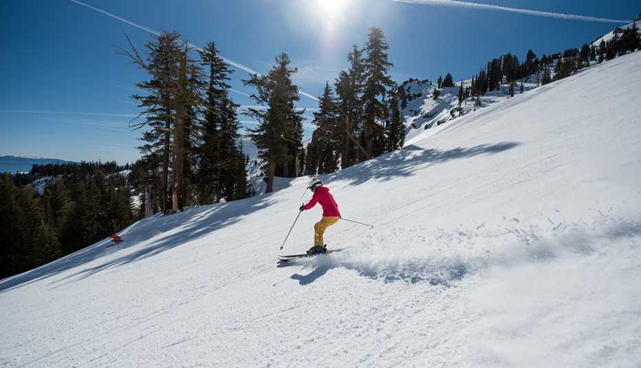 a skier on the slopes in Truckee, California