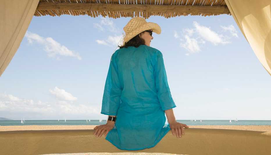 Woman Beach Shelter, Green Robe, How to Upgrade Your Next Vacation