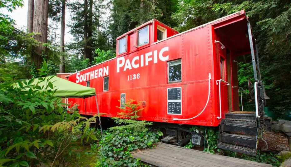 red southern pacific caboose rental in cupertino california