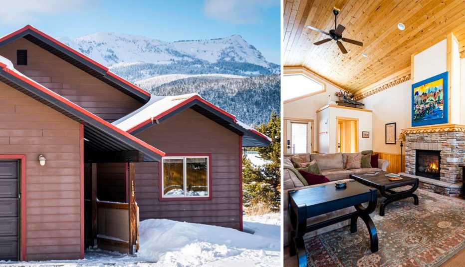 left elk crossing vacation rental in montana right an interior of the cabin