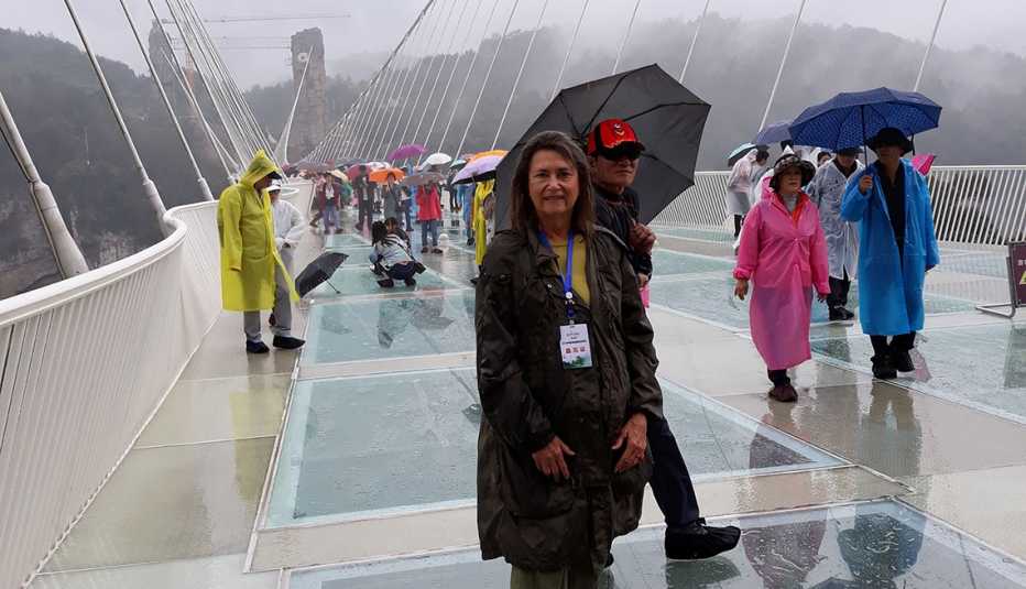  Sharon King Hoge on a bridge in China