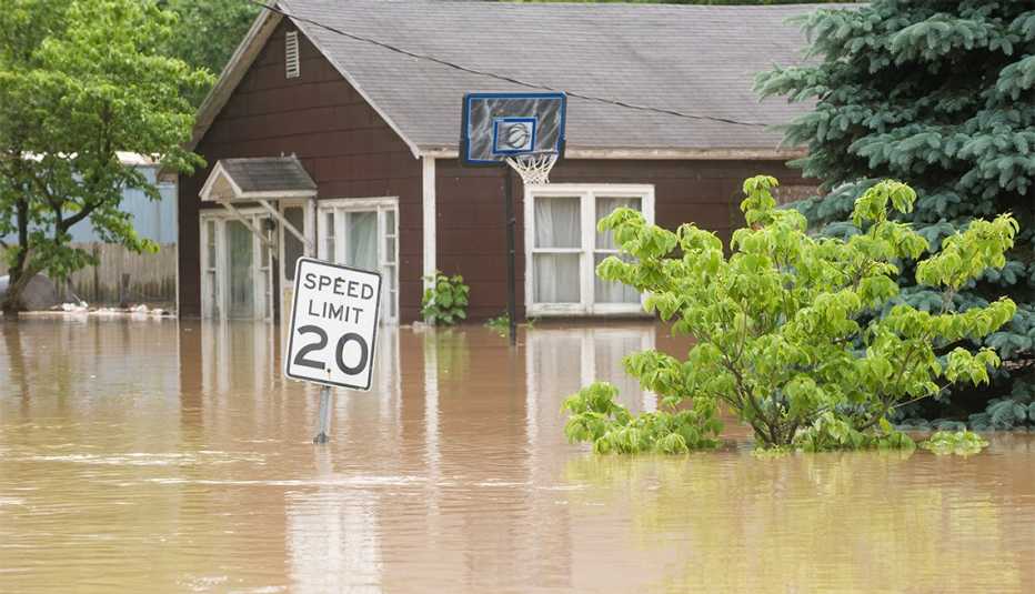 flood waters overtake a town