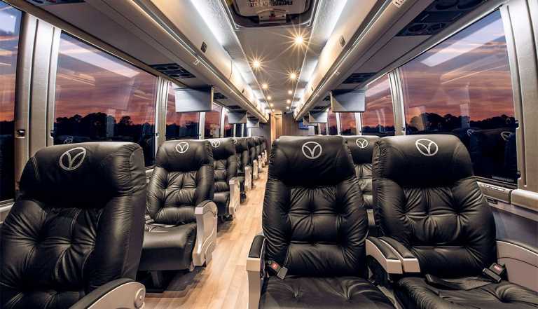 the interior of a vonlane bus