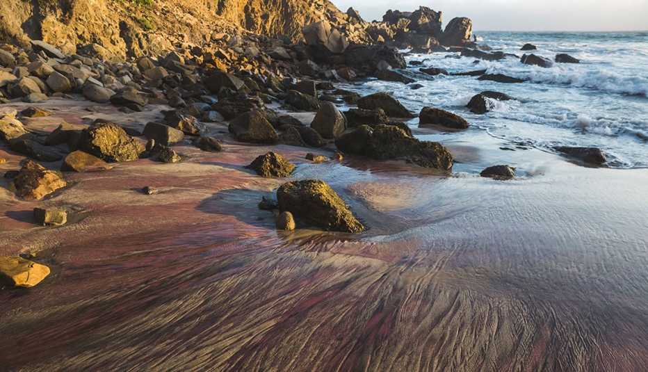 purple sand on pfeiffer beach in california