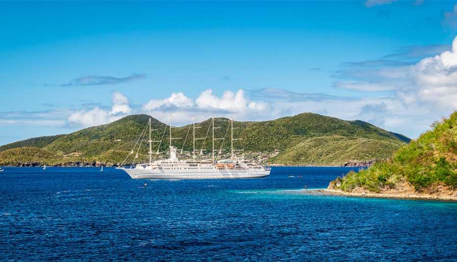 luxury sailing cruise ship at Guadeloupe, Caribbean Islands