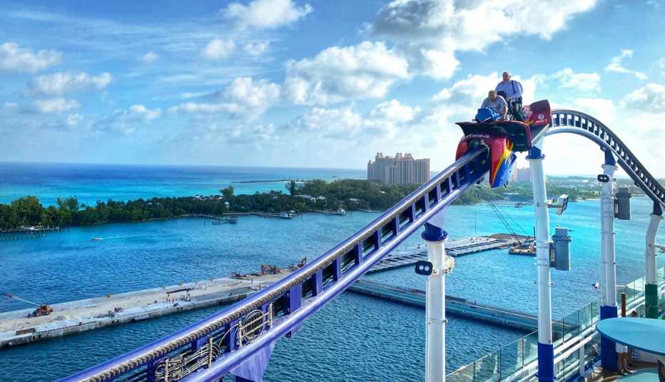 people riding the bolt roller coaster on a carnival cruise