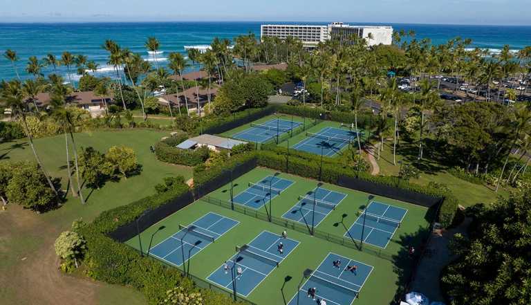 pickleball courts at turtle bay resort on the island of oahu in hawaii