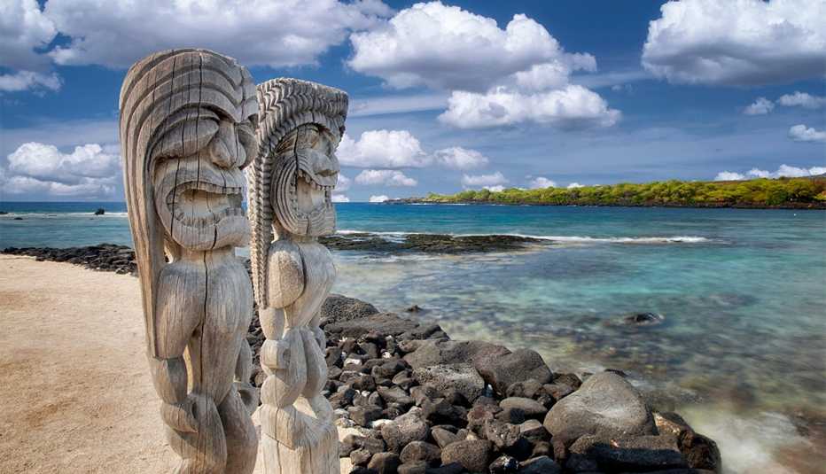 Totems at Pu`uhonua O Honaunau National Historical Park, Hawai'i (The Big Island)