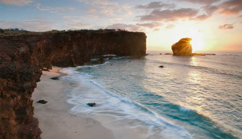 The Hawaiian island of Lanai at sunset