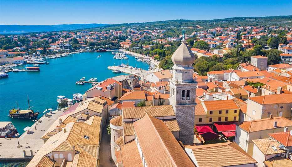 Panoramic view of the old town of Krk in Croatia