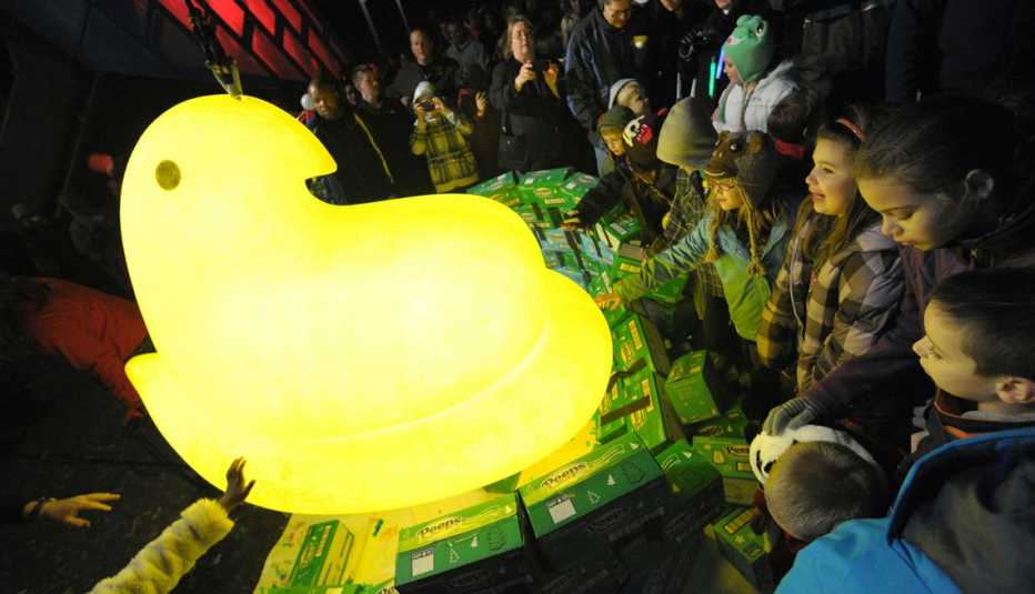 all hail the glowing new years peep at the bethlehem pennsylvania new years celebration