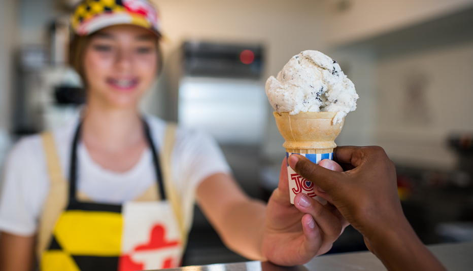 a girl serving ice cream at maiden maryland