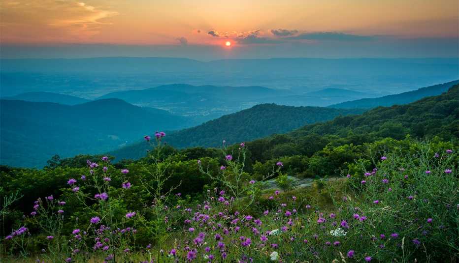 Sunset over the Blue Ridge Mountains, seen from Skyline Drive in Shenandoah National Park, Virginia