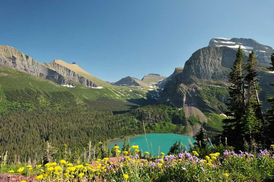 a view of the erykor mountains glaciers in glacier national park in montana