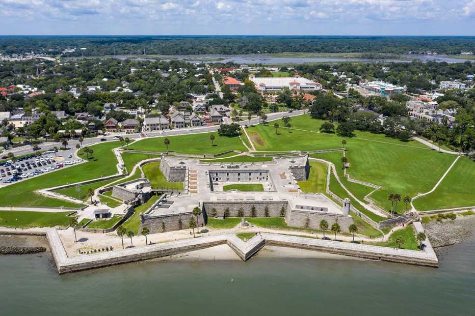 an aerial view of the castillo de san marcos in st augustine florida - the oldest masonry fort in the us