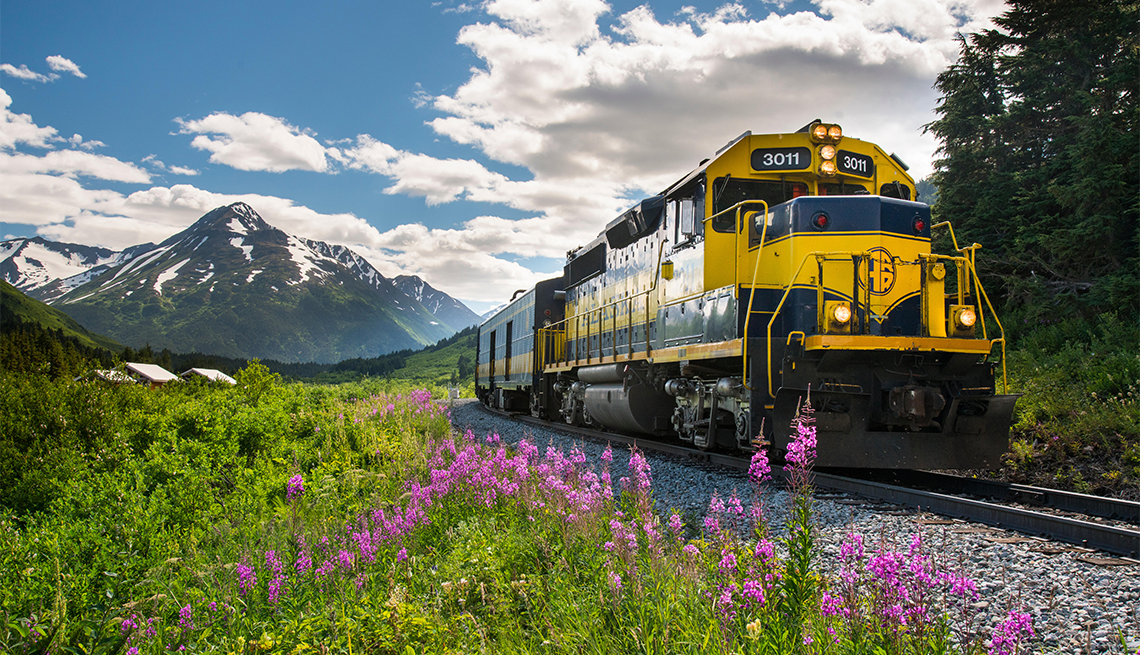 The Glacier Discovery Train travels from Anchorage to the Spencer Glacier Whistle Stop in Alaska