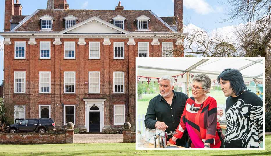 welford park country house in welford england inset prue leith and paul hollywood and noel fielding on the great british bake off