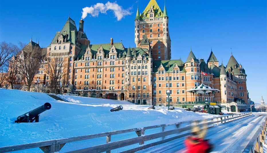 Quebec City in winter, traditional slide descent
