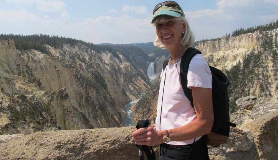 Woman photographed at Yellowstone National Park