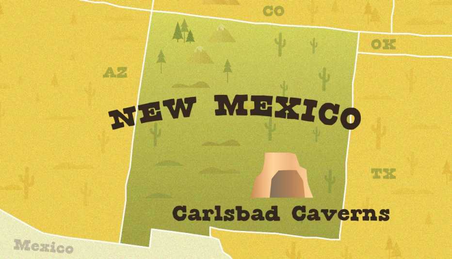 map of new mexico showing carlsbad caverns national park location