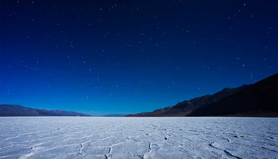 Badwater Basin at night in Death Valley National Park 