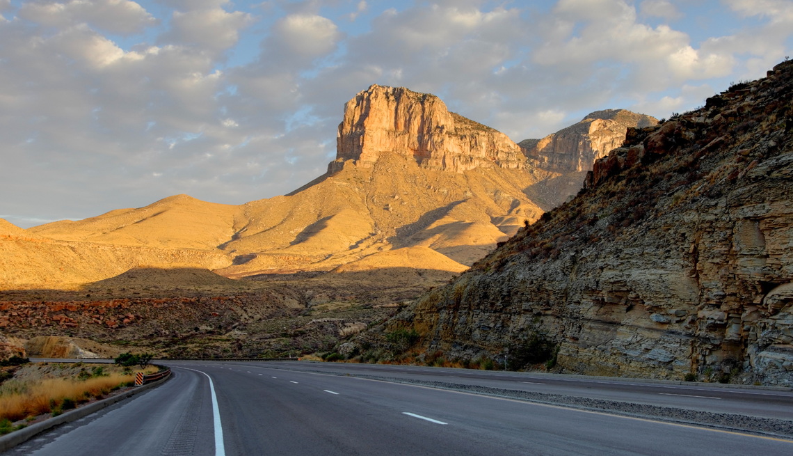 view of guadalupe mountains el capitan from the road