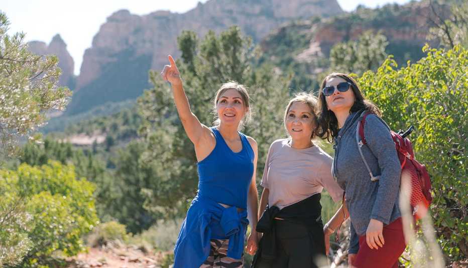 Three friends hiking at Sedona