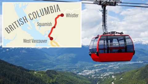 road trip map and aerial tram at whistler peak canada