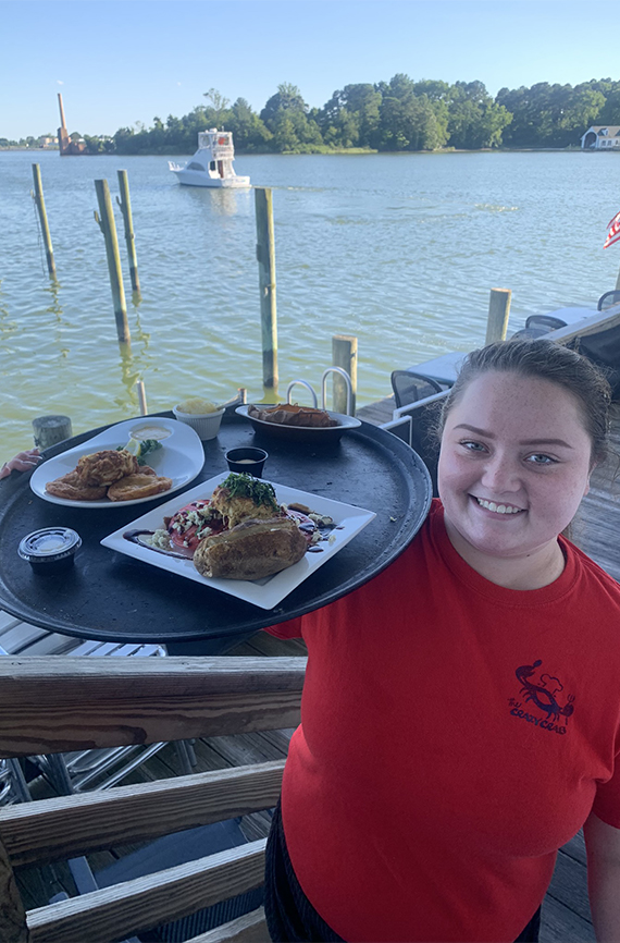 waitress at The Crazy Crab