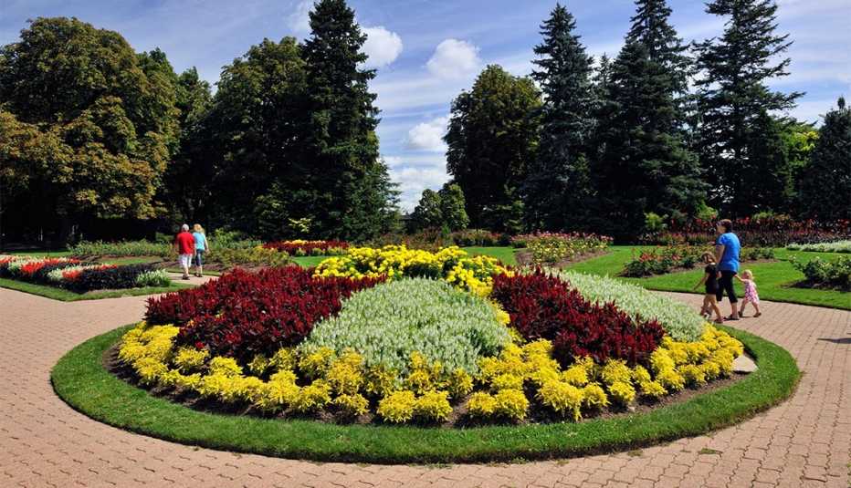 Flower beds in the Niagara Botanical Garden- Rose Garden area Niagara Falls Ontario Canada