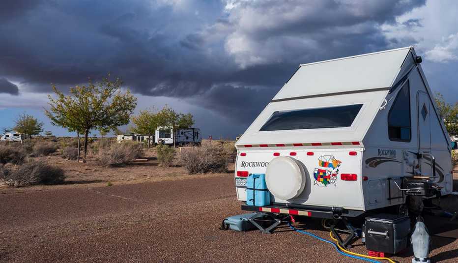  Storm clouds over the campground, Homolovi Ruins State Park, Winslow, Arizona.