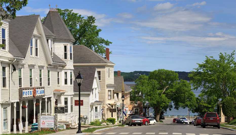 Main Street Penobscot Bay on Blue Hill Peninsula, Castine, Maine, USA