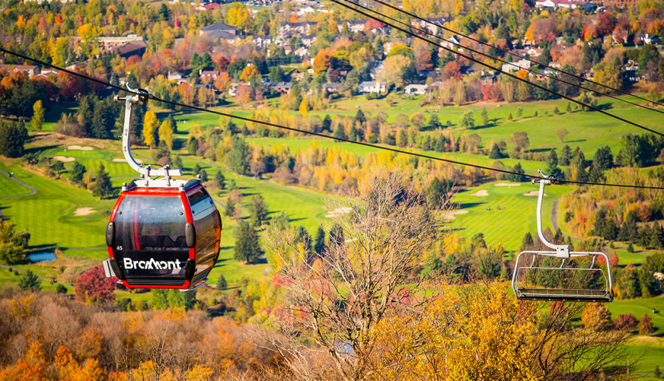the bromont mountain gondola provides elevated views of bromont
