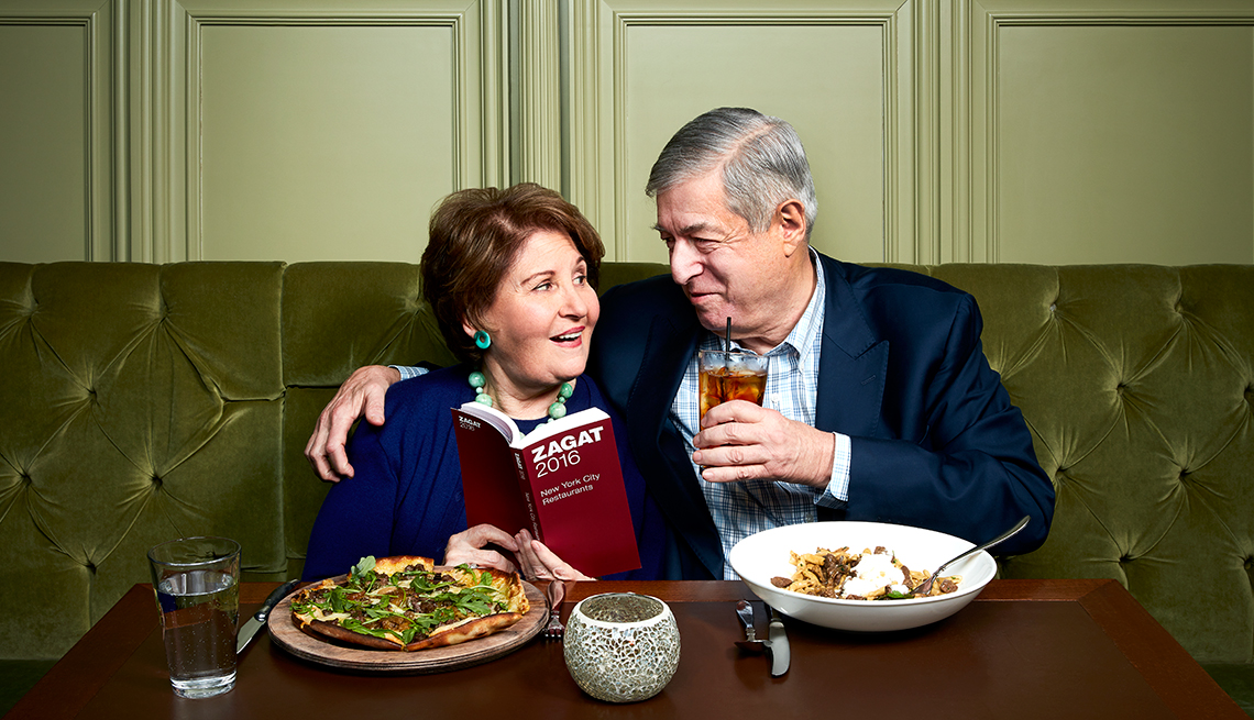 Nina and Tim Zagat, photographed on April 11, 2016 at The Tavern on the Green in New York City.