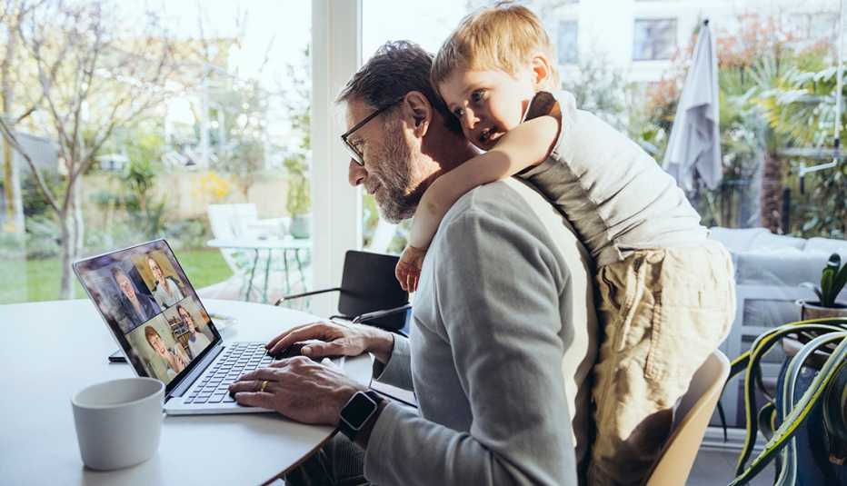 Man working from home with a kid