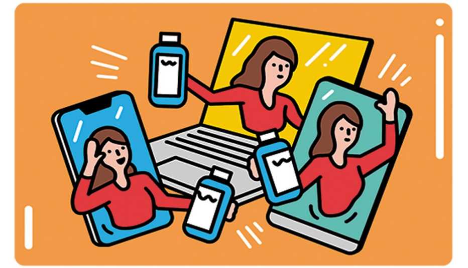 illustration of a woman selling products via electronic marketing