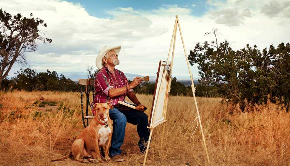 “Pistol Pete” Bassin enjoys painting the remote scenery of Madrid, N.M. 