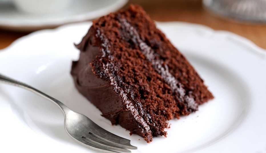 Trozo de torta de chocolate