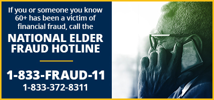 Anuncio de la Línea directa nacional de fraude contra adultos mayores 