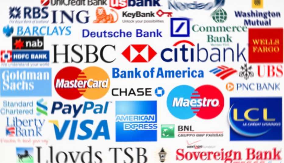 Logos de instituciones financieras y bancos.