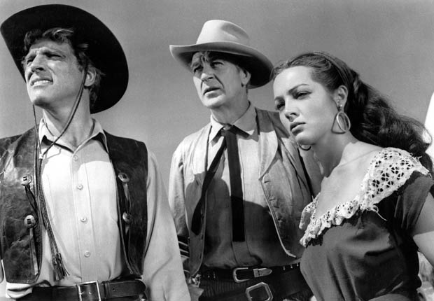 Los actores Burt Lancaster, Gary Cooper y Sarita Montiel, en la película VERA CRUZ, 1954.