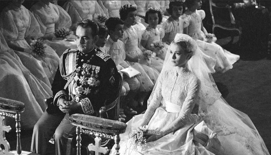 Boda del príncipe de Mónaco y Grace Kelly, catedral San Nicolás, Monte Carlo, Mónaco, abril 19, 1956.