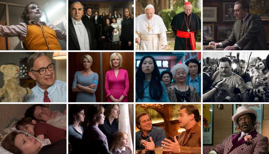 Escenas de Joker, Downton Abbey, The Two Popes, The Irishman, A Beautiful Day in the Neighborhood, The Farewell, Richard Jewell, Marriage Story, Little Women, Once Upon a Time in Hollywood y My Name is Dolemite