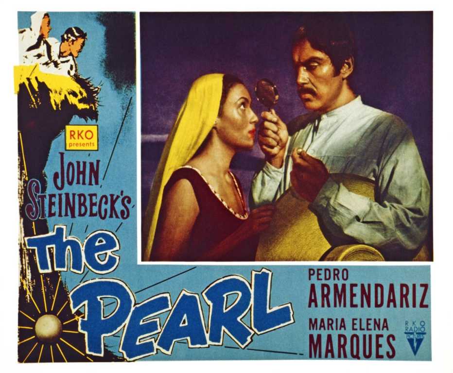 Cartel promocional de la película “The Pearl” con María Elena Marqués y Pedro Armendáriz.