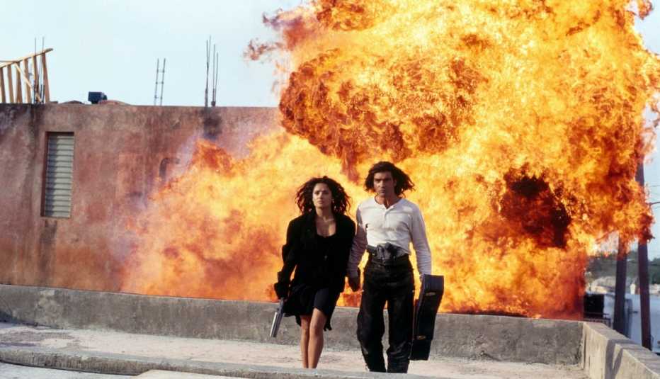 Salma Hayek y Antonio Banderas en la película 'Desperado' del 1995.