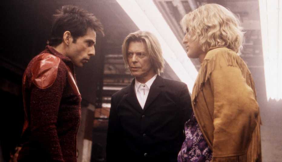 (Izquierda) Ben Stiller, David Bowie y Owen Wilson en "Zoolander".