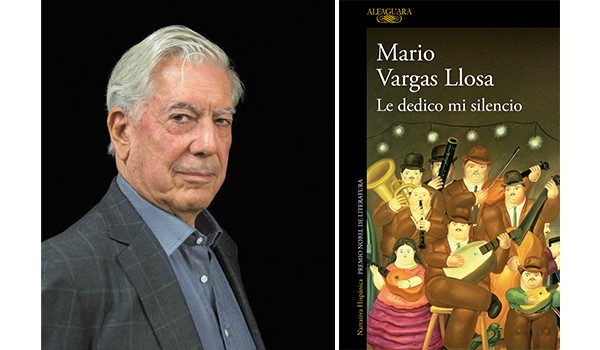 Mario Vargas Llosa y a la derecha, la portada de su nuevo libro "Le dedico mi silencio".