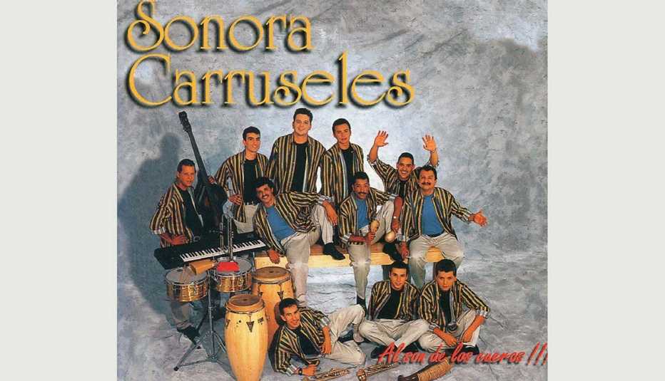 Portada del disco de Sonora Carruseles, Al son de los cueros